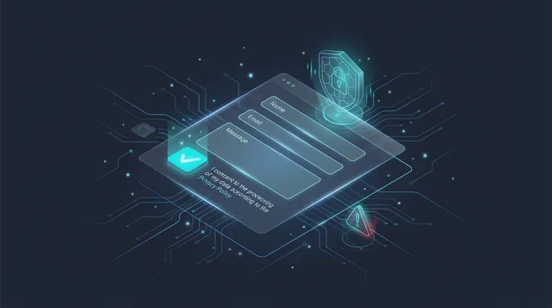 Ilustracija kontakt forme s GDPR zaštitnim mehanizmima